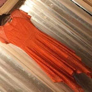 Peach Lace Feather Dress